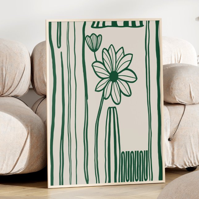 Resumen Línea Floral Arte Verde Trendy Botánica (Subido por el creador)