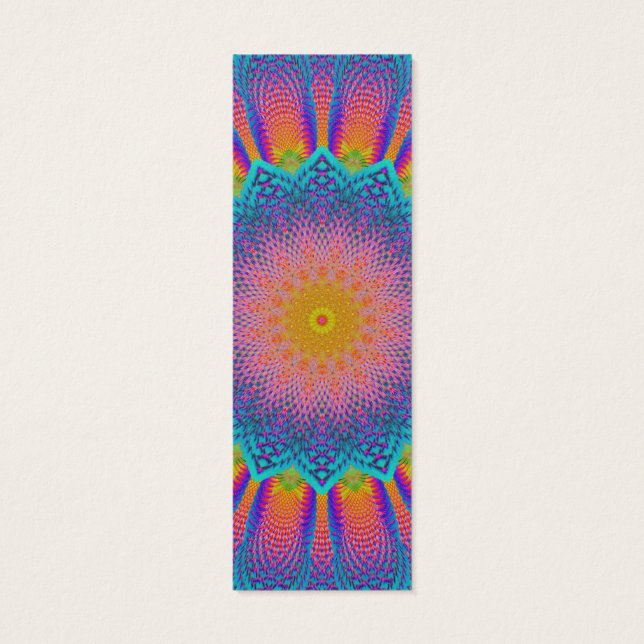 Resumen Marcador azul de girasol fractal (Atrás)