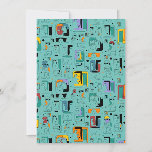 Resumen maya tribal antiguo patrón de rostros 1 (Anverso)