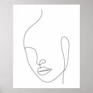 Resumen minimalista arte de la línea facial de la 