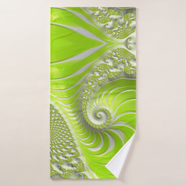 Resumen Modelo fractal de espiral verde limón mode (Toalla de baño)