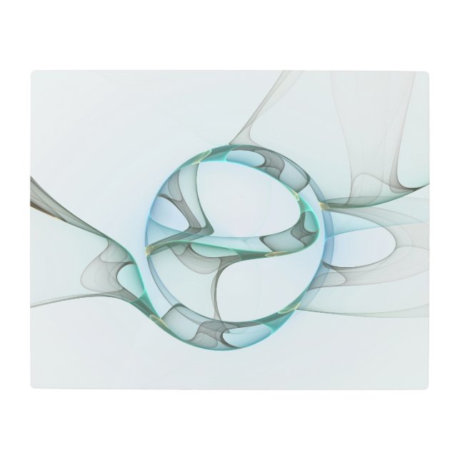 Resumen moderno Arte fractal azul turquesa gris (Anverso)