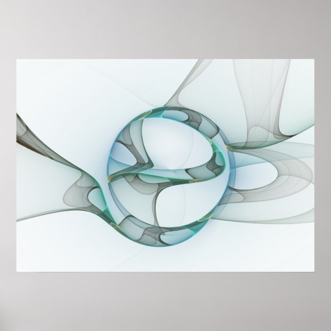 Resumen moderno Arte fractal azul turquesa gris (Frente)