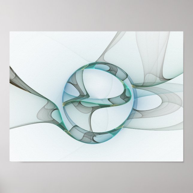 Resumen moderno Arte fractal azul turquesa gris (Frente)
