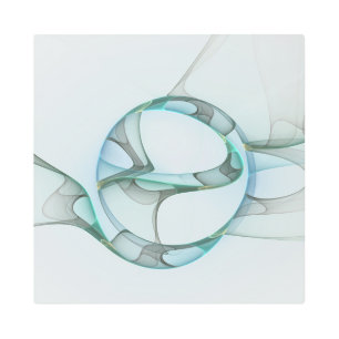Resumen moderno Arte fractal azul turquesa gris