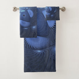 Resumen moderno Arte Fractal Dusk Azul trendy