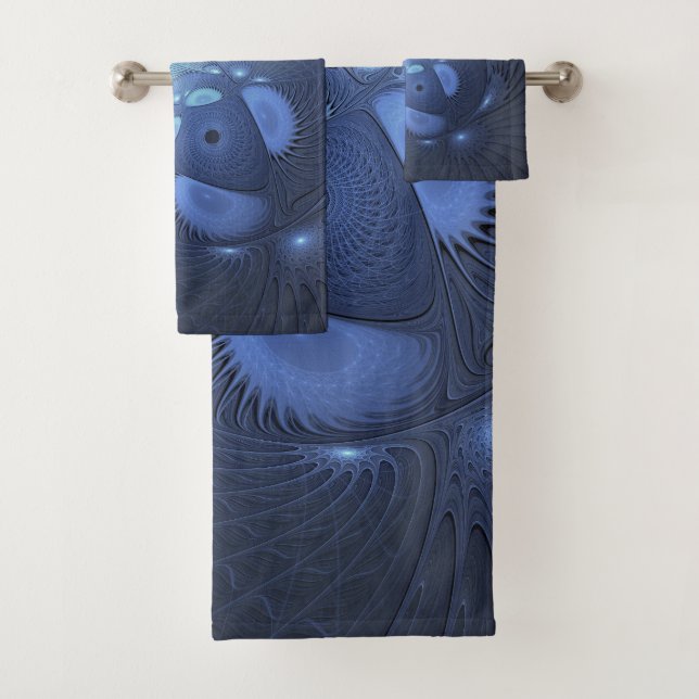 Resumen moderno Arte Fractal Dusk Azul trendy (In situ)