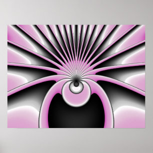 Resumen moderno Arte fractal Figura negra rosa gri