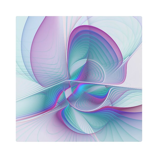 Resumen moderno Arte fractal rosa azul turquesa ro (Anverso)