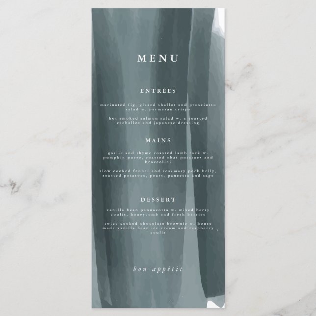 Resumen moderno Boda formal | Menú (Anverso)