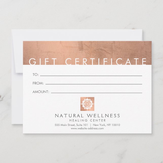 Resumen moderno Certificado de regalo RoseGold Wel (Anverso)