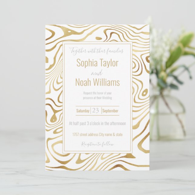 Resumen moderno de mármol de oro blanco (Anverso de pie)