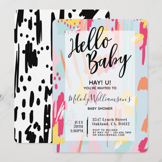 Resumen moderno e invitación artística a Baby Show (Anverso / Reverso)