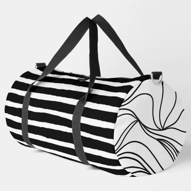 "Resumen moderno en blanco y negro" Bolsa Duffle (Esquina izquierda)