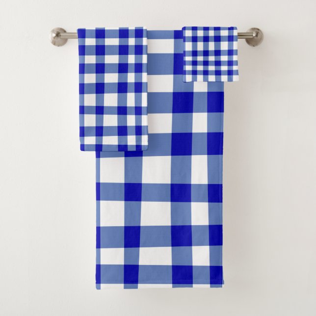 Resumen moderno Gingham en negrita blanco azul (In situ)