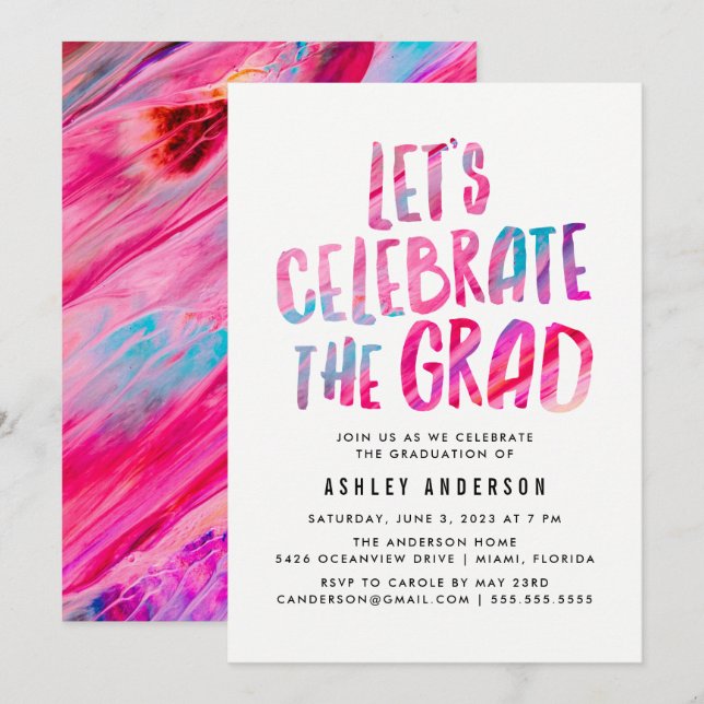 Resumen moderno | Invitación a la fiesta de gradua (Anverso / Reverso)