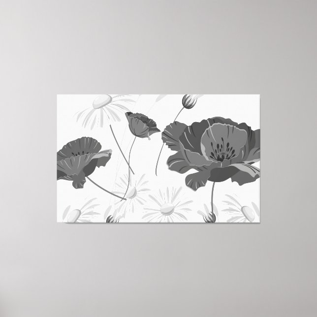 Resumen moderno Lienzo floral II blanco y negro P (Anverso)