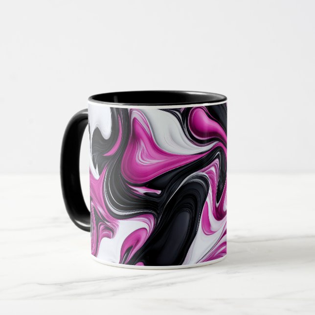 Resumen moderno negro, blanco, magenta taza de art (Anverso izquierdo)
