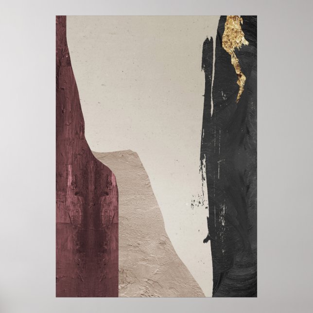 Resumen moderno Poster de arte negro rojo y oro de (Frente)