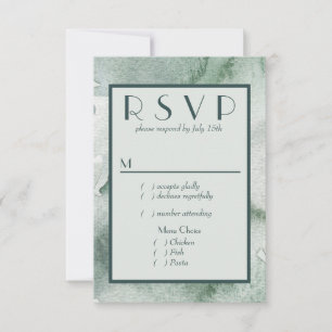 Resumen moderno Sage Green Watercolor RSVP con men