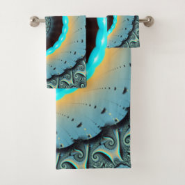 Resumen Naranja azul turquesa espiral de arte frac