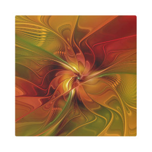 Resumen Naranja rojo Brown Flor de arte fractal ve