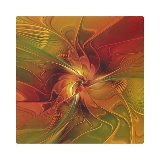 Resumen Naranja rojo Brown Flor de arte fractal ve (Anverso)