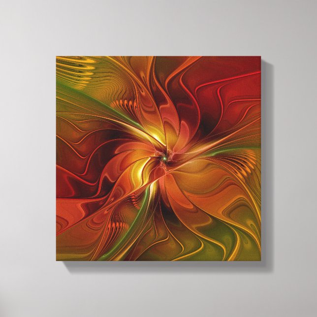 Resumen Naranja rojo Brown Flor de arte fractal ve (Anverso)