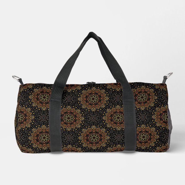 Resumen negro Mandala Diseño Bolsa Duffel (Anverso)