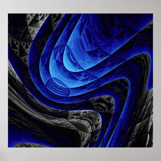 Resumen ondulado azul, fondo de arte digital. (Frente)