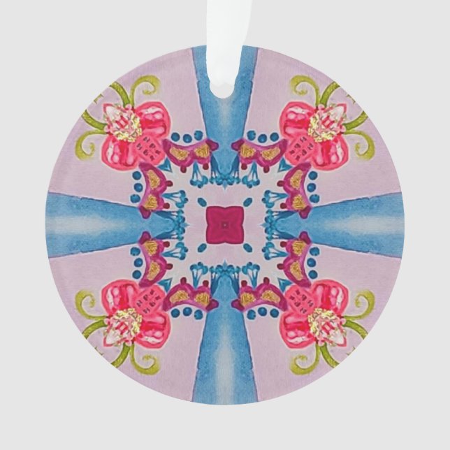 Resumen Ornamento de la Cruz Floral Acrílico (Anverso)