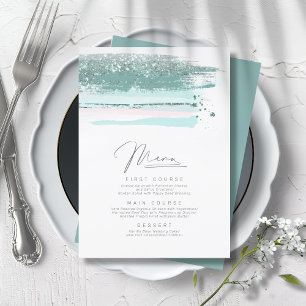 Resumen Paint Strokes Menú Boda ID886 Verde azulad