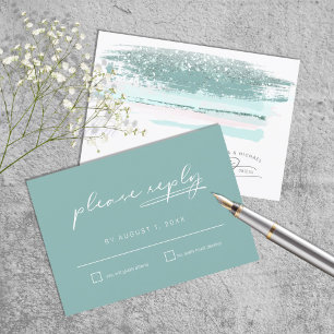 Resumen Paint Strokes Wedding RSVP Verde azulado