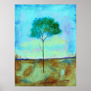 Resumen Paisaje Arte Lone Skinny Tree Pintura