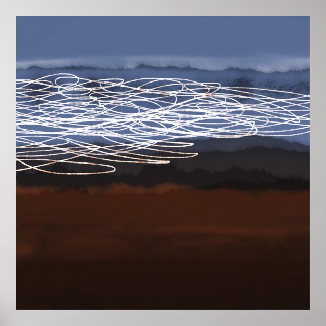 Resumen Paisaje Azul marrón Arte moderno (Frente)