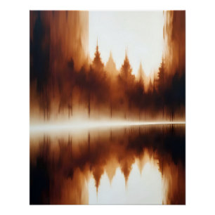 Resumen Paisaje Paisaje Bosque Lago Fondo Poster