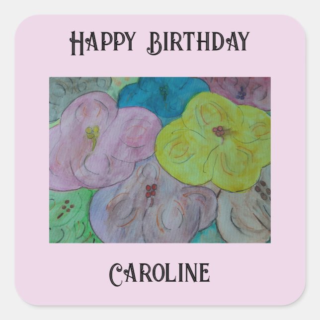 Resumen Pegatina personalizado de floral de verano (Anverso)