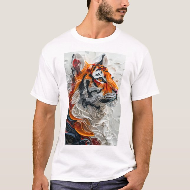 Resumen Picasso Estilo Tigre 3D Camiseta gráfica (Anverso)