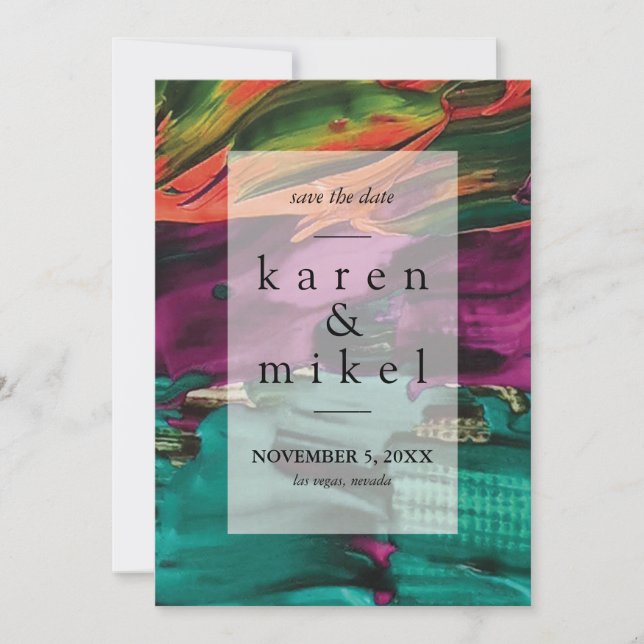 Resumen Pintura acrílica Guardar la invitación de  (Anverso)