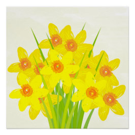 Resumen Poster de arte acuarela de Daffodils amari