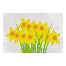 Resumen Poster de arte acuarela de Daffodils amari