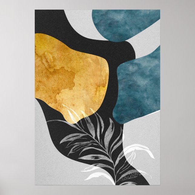Resumen Poster de arte geométrico botánico de pare (Frente)