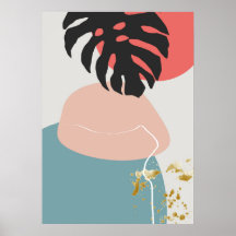 Resumen Poster de arte geométrico botánico de pare