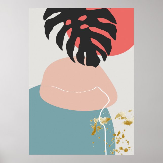 Resumen Poster de arte geométrico botánico de pare (Frente)