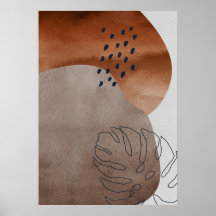 Resumen Poster de arte geométrico de hojas botánic