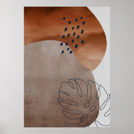 Resumen Poster de arte geométrico de hojas botánic