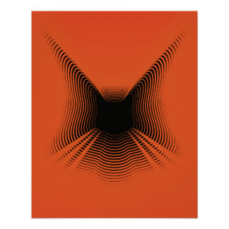 Resumen Poster de gato negro sobre fondo rojo