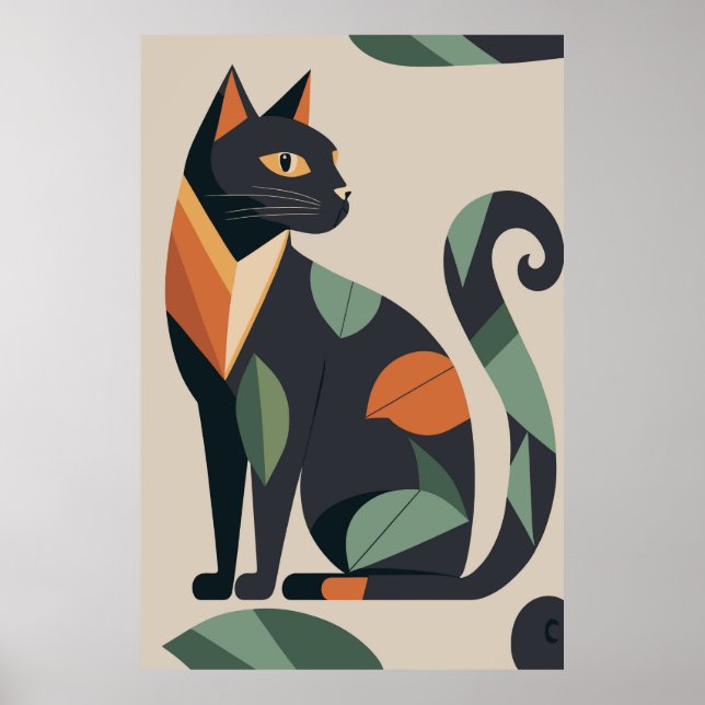 Resumen Poster de impresión de gato decorativo de  (Frente)