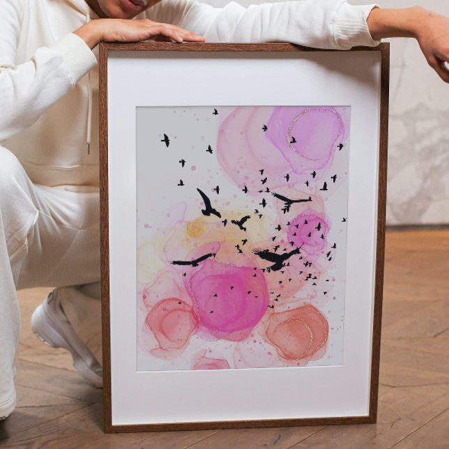 Resumen poster de patrones de aves coloridas (Subido por el creador)