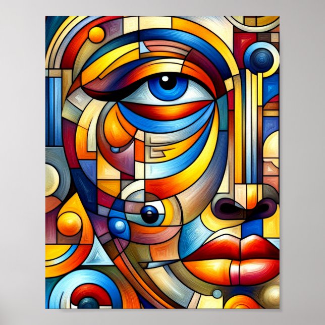 Resumen Poster de rostro humano estilizado de arte (Frente)